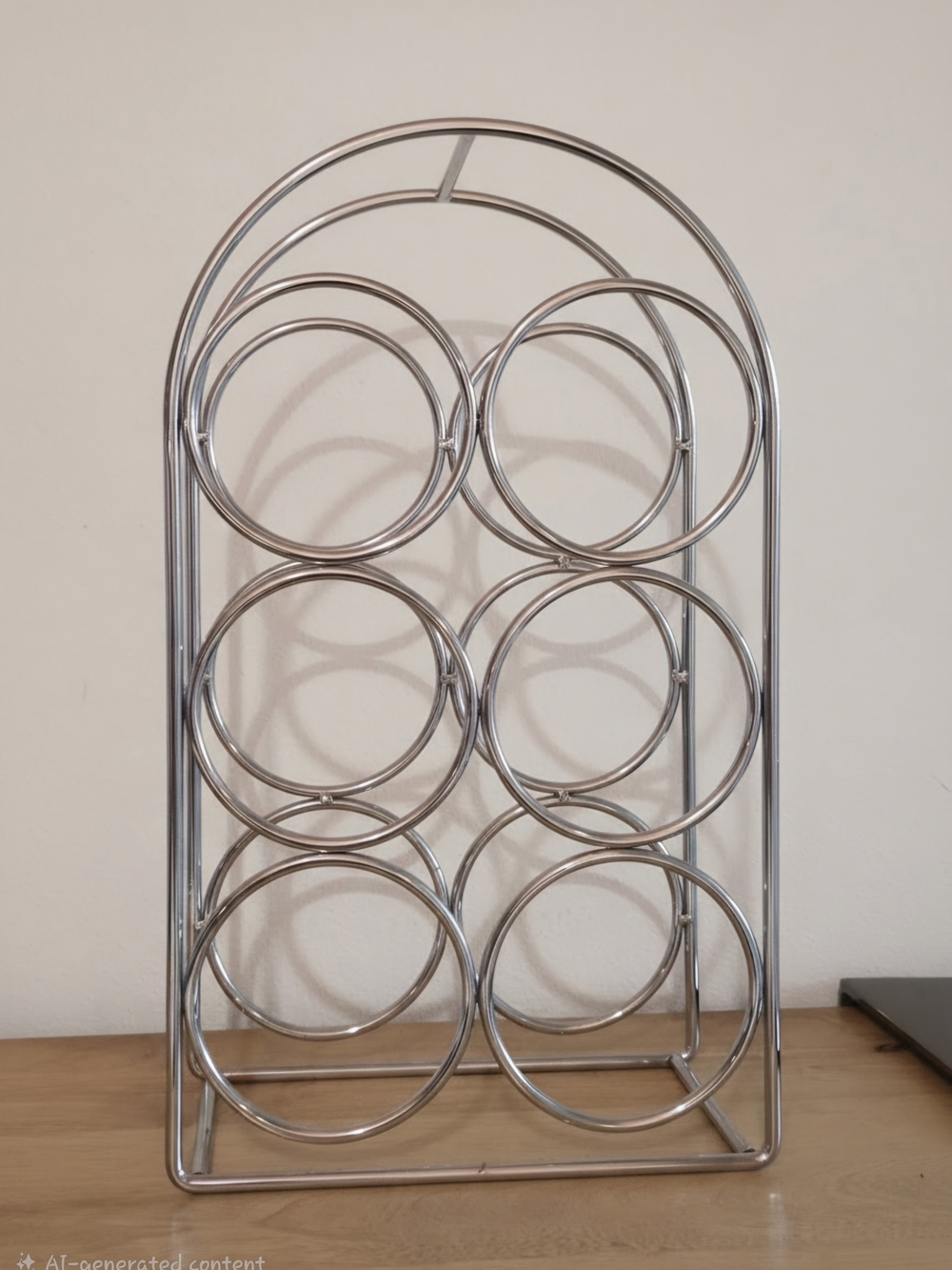 Arched Chrome Metal 6 Bottle Kitchen Wine Rack Storage Countertop Display (Read) - Picture 1 of 4